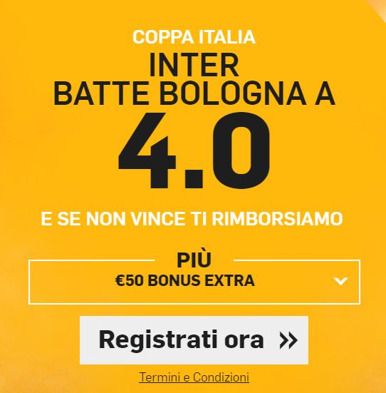 Inter - Bologna Coppa Italia bonus