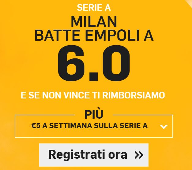 Empoli Milan super quota bonus