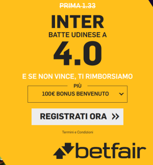 Betfair Inter-Udinese 300 solo creabozze