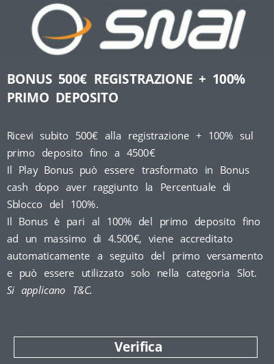  BONUS 500€ REGISTRAZIONE + 100% PRIMO DEPOSITO