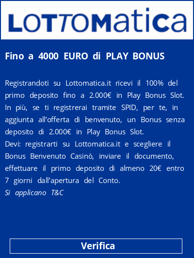  Fino a 4000 EURO di PLAY BONUS