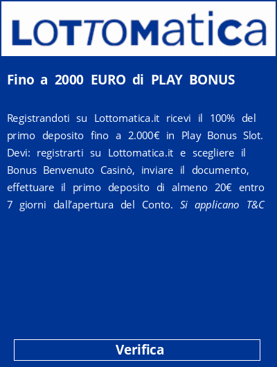 Fino a 2000 EURO di PLAY BONUS