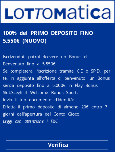  100% del PRIMO DEPOSITO FINO 5.550€ (NUOVO)