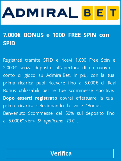 7.000€ BONUS e 1000 FREE SPIN con SPID