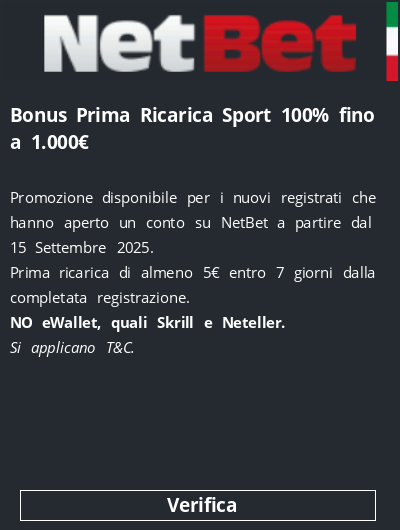  Bonus Prima Ricarica Sport 100% fino a 1.000€