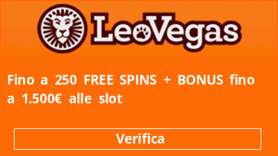 Fino a 250 FREE SPINS + BONUS fino a 1.500€ alle slot