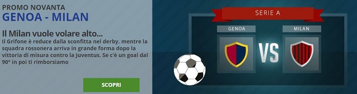 Promo Eurobet su Genoa - Milan Genoa - Milan col rimborso
