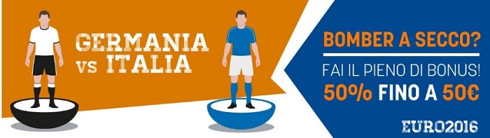 Germania - Italia Bonus 50% se finisce 0-0