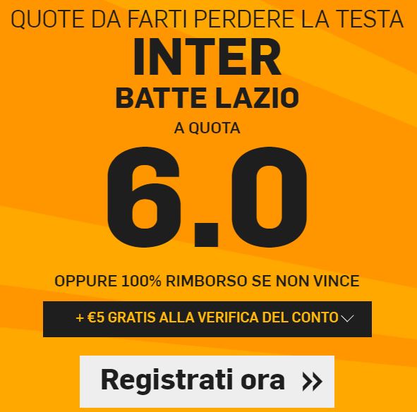 Inter batte Lazio a 6.00! Inter batte Lazio a 6.00!