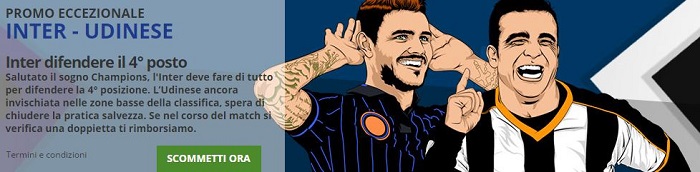 Inter - Udinese Rimborso Inter - Udinese Eurobet