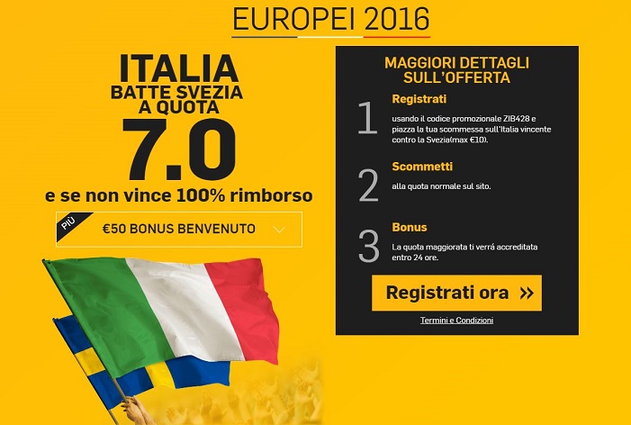 Italia Svezia bonus betfair
