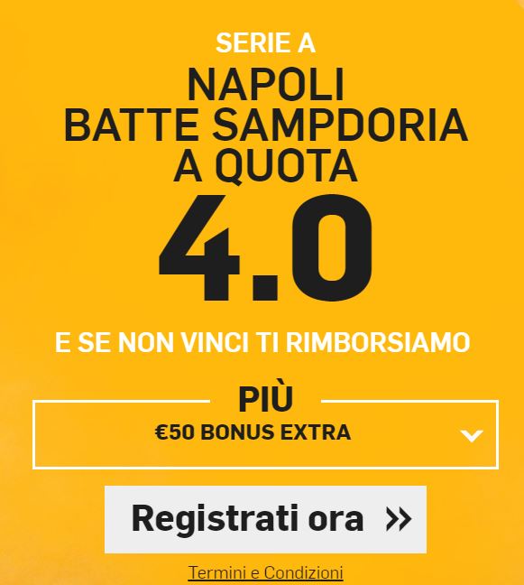 Sampdoria - Napoli bonus serie a