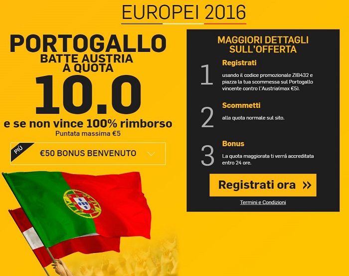 Portogallo batte Austria a 10.0 + bonus Portogallo batte Austria a 10.0 + bonus