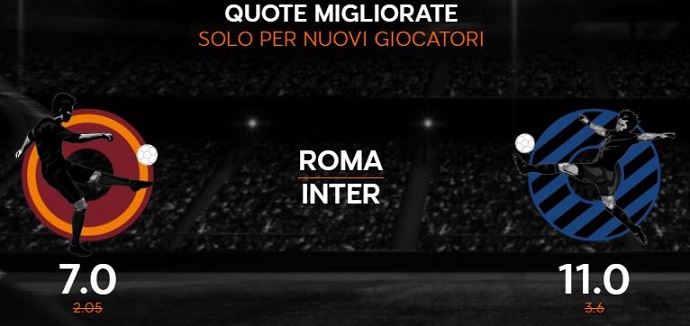 Roma 7.00 Inter 11.00 quote