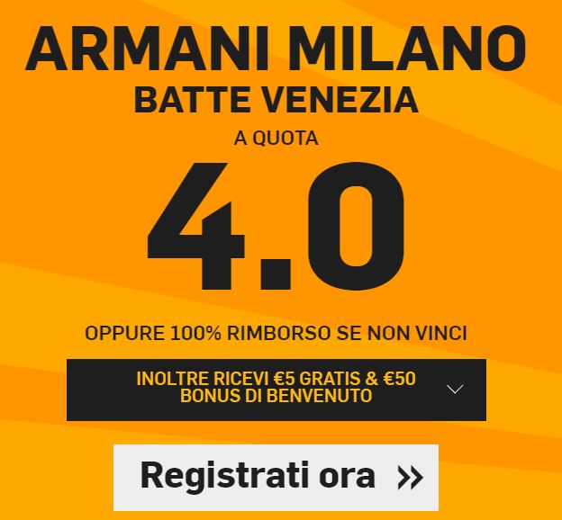 Armani Milano - Venezia Betfair