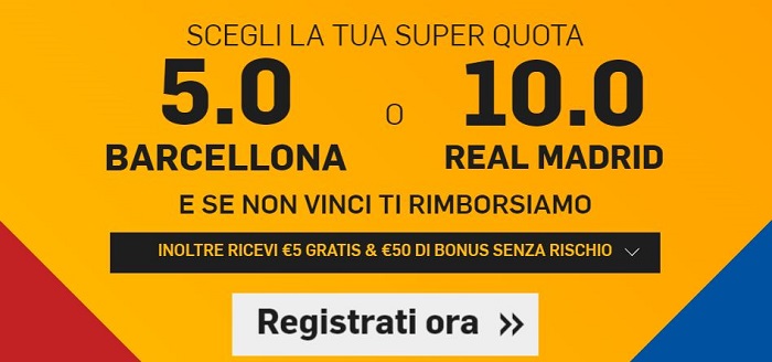 Barcellona - Real Madrid Betfair Barcellona - Real Madrid Bonus