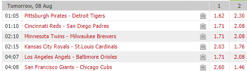 Pronostici MLB 8th - 14th august 2017