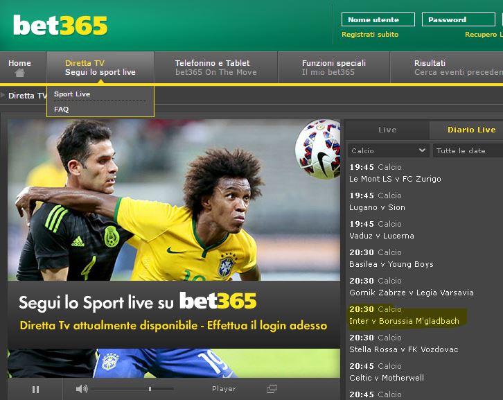 Inter - Borussia diretta live video streaming