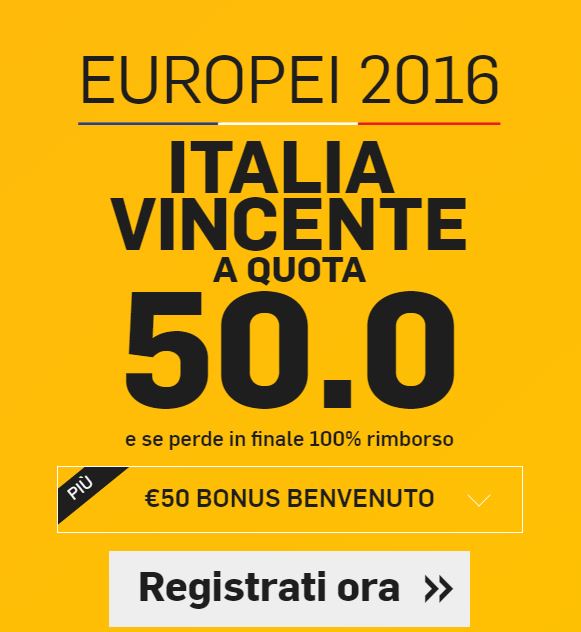 EURO 2016 Promozione Befair Italia vincente a 50.0